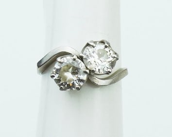 Platinum Two Diamond "Bypass" Ring