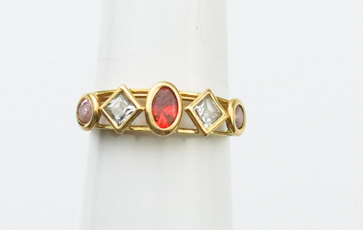 14KYG Contemporary Ring w/ Semi-Precious Stones: 14KYG Contemporary Ring w/ Semi-Precious Stones size 7.5, tested 24K yellow gold, gross weight approx. 1.65dwt