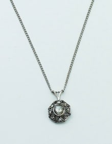 Vintage Silver Pendant w/Rose Cut Diamond