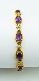 14KYG Amethyst & Diamond Link Bracelet