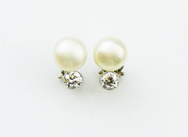 14KWG Pearl & Diamond Earrings