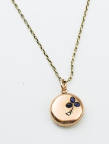 Vintage 14KYG Sapphire & Diamond Locket w/Chain