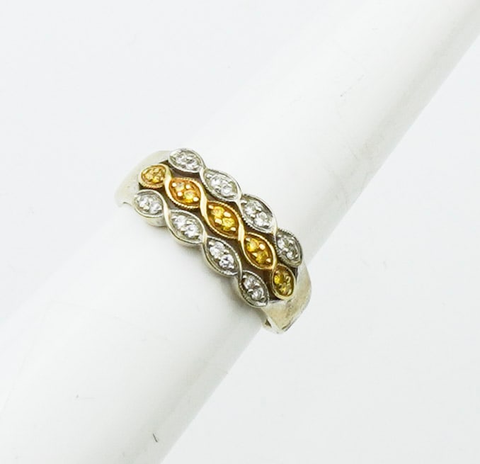 18KW/YG Three Row Diamond Ring (1 of 1)