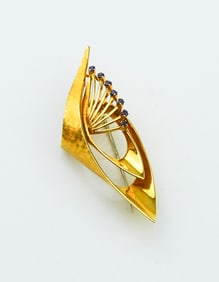 18KYG Sapphire Spray Pin