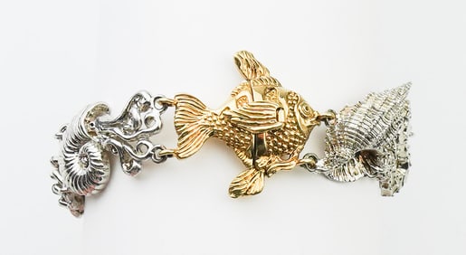 14KYG/Sterling Silver "Sea Scape" Bracelet