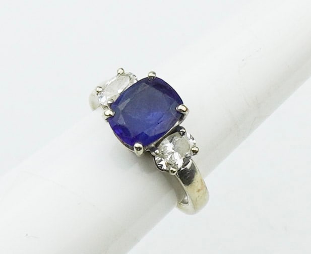 14KWG Stone & Diamond Ring (1 of 1)