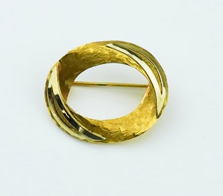 18KYG Oval Circle Pin