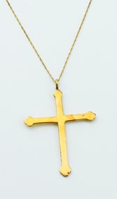 14KYG Cross w/ Pendant Chain