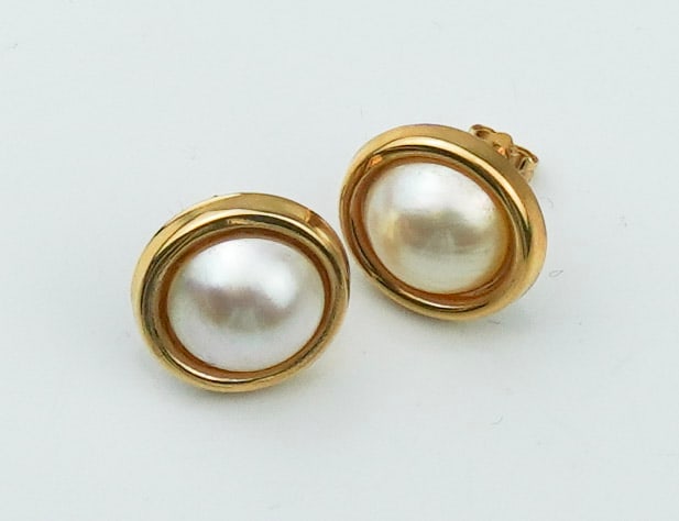 14KYG  Mabe Pearl Earrings (1 of 1)