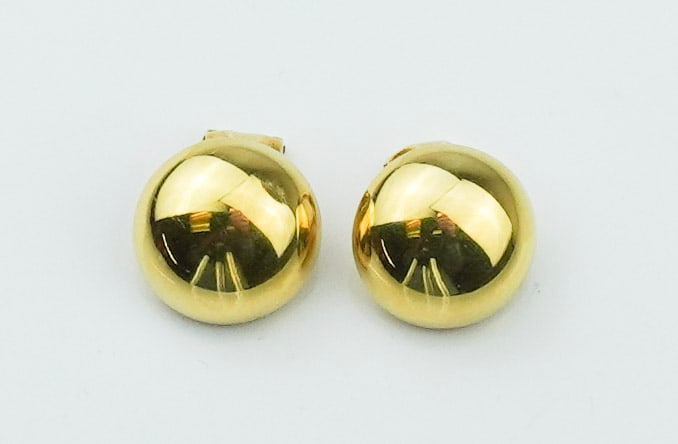 14KYG Button Style Earrings (1 of 1)