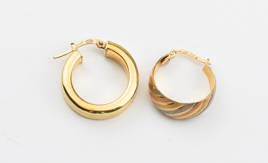Two 18KYG Single Hoop Earrings (1 of 1)