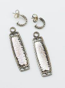 John Hardy Sterling Hoop Earring/Jacket Set