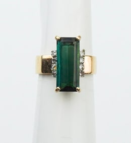 14KYG Tourmaline & Diamond Ring