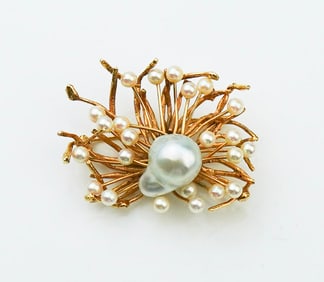 14KYG Pearl Spray Pin