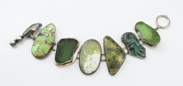 Sterling Silver & Stone Link Bracelet