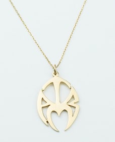 14KYG Contemporary Style Pendant w/ Chain