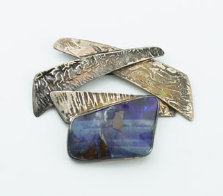 Sterling Silver & Boulder Opal Pin