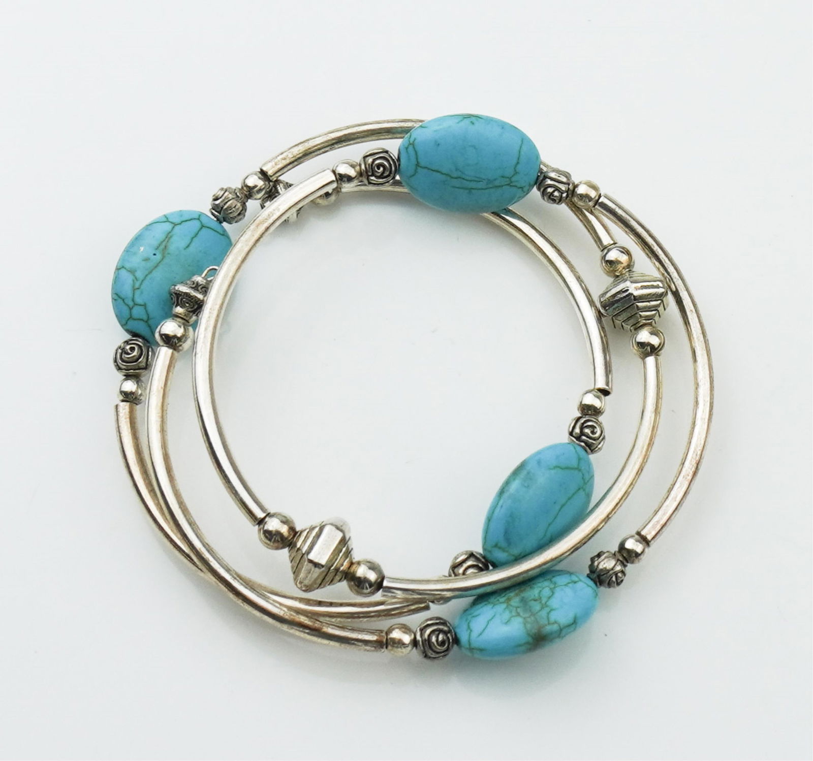 Sterling Silver & Turquoise "Wraparound" Bangle (1 of 1)