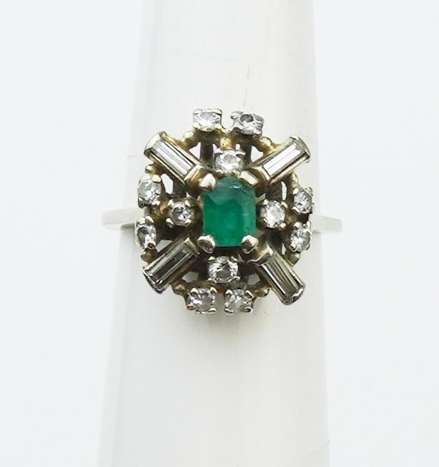 14KWG Emerald & Diamond Ring (1 of 1)