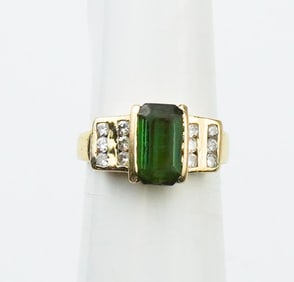 14KYG Tourmaline & Diamond Ring