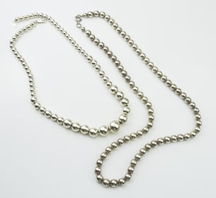 Two Sterling Silver Bead Necklaces