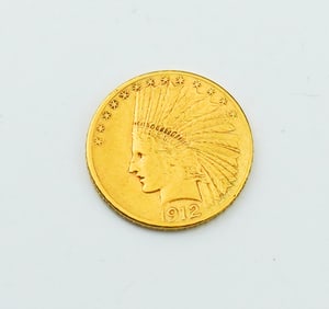 1910 10 Dollar Indian Head Gold Coin