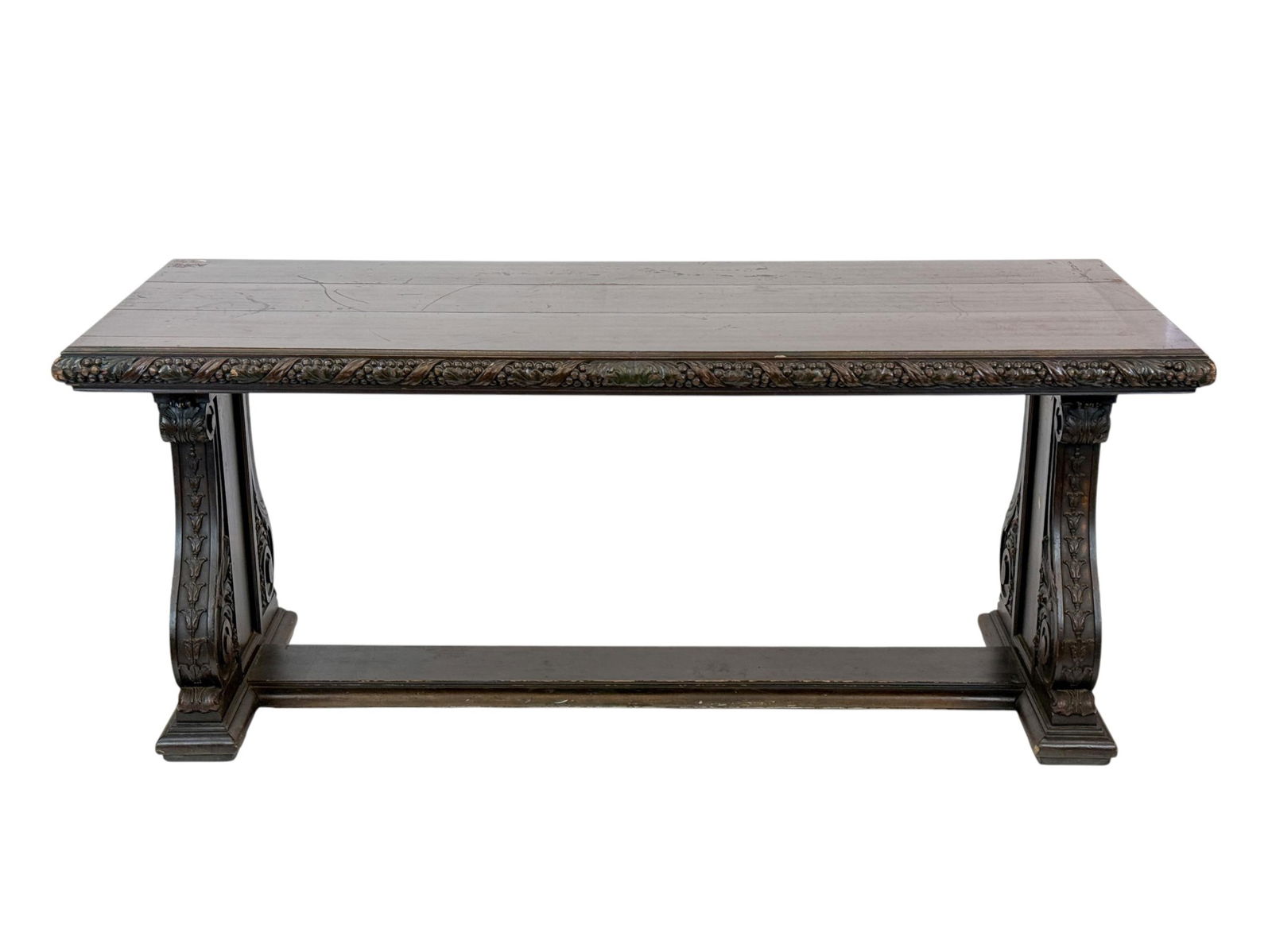 Renaissance Revival oak library table. (1 of 8)