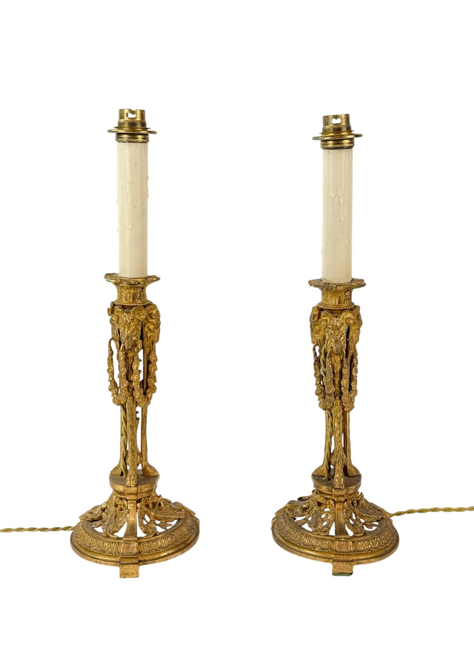 French dore gilt electrified candlesticks. (1 of 7)