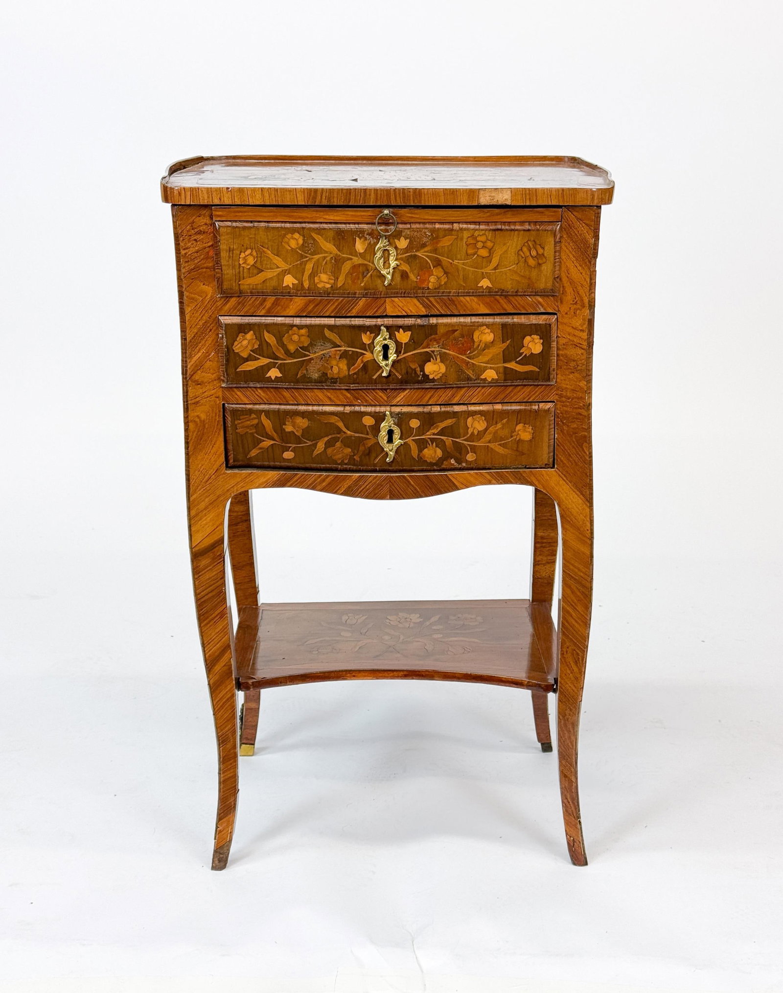 French Louis XV marquetry table en chiffoniere. (1 of 8)