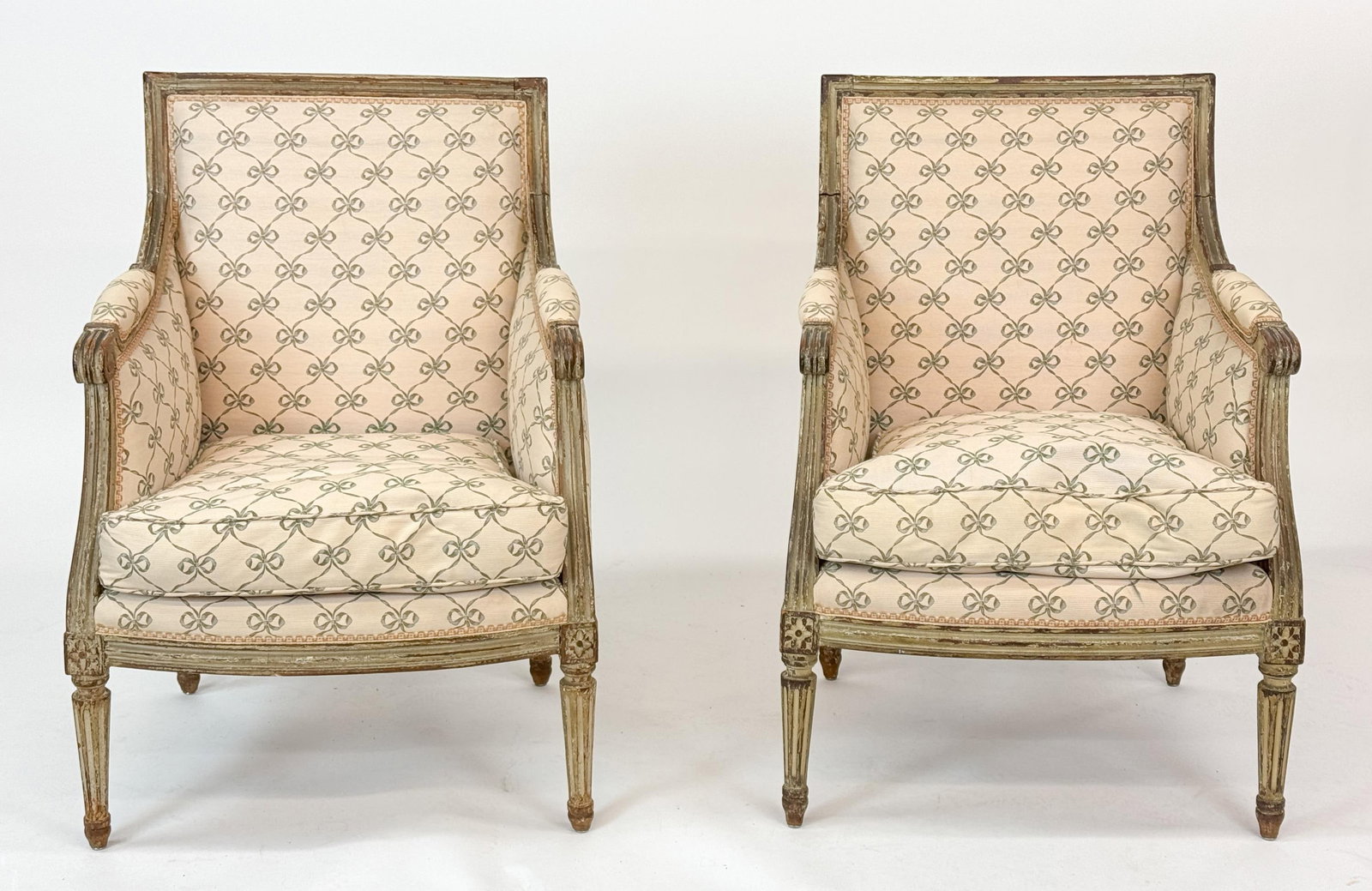 2 French Louis XVI painted bergere armchairs. (1 of 5)