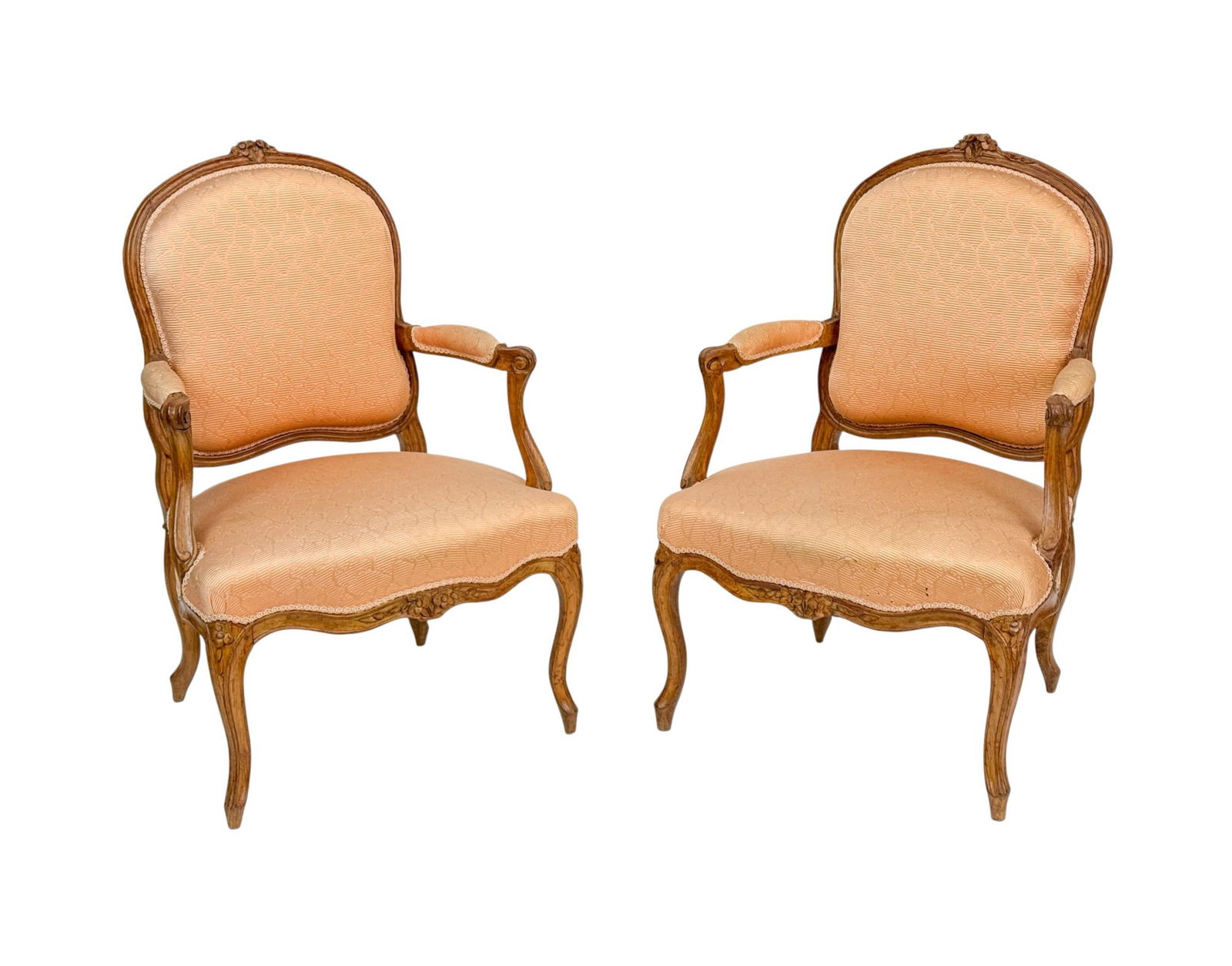 2 French Louis XV fauteuil armchairs. (1 of 8)