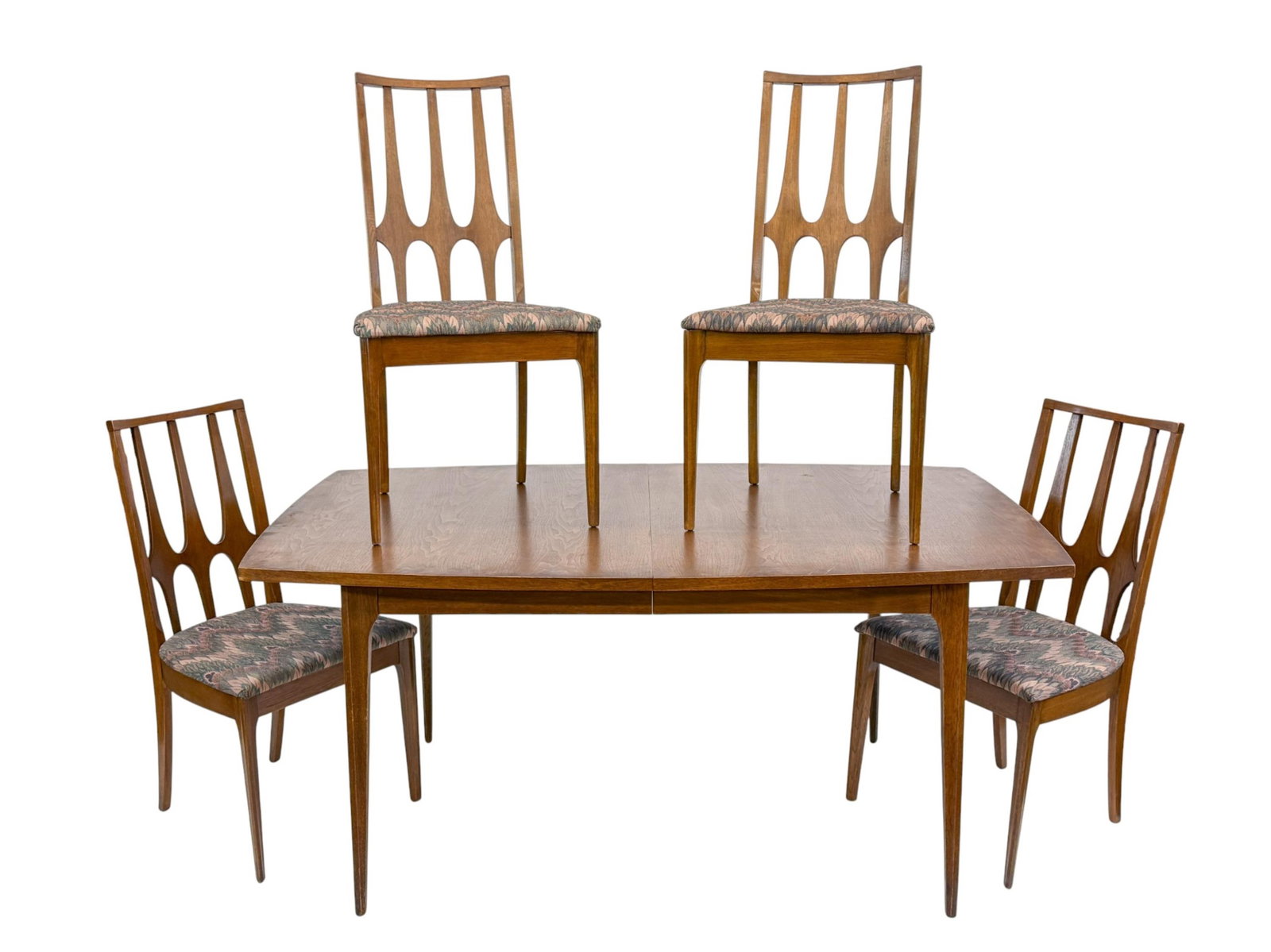 Broyhill "Brasilia" walnut table and six chairs. (1 of 10)