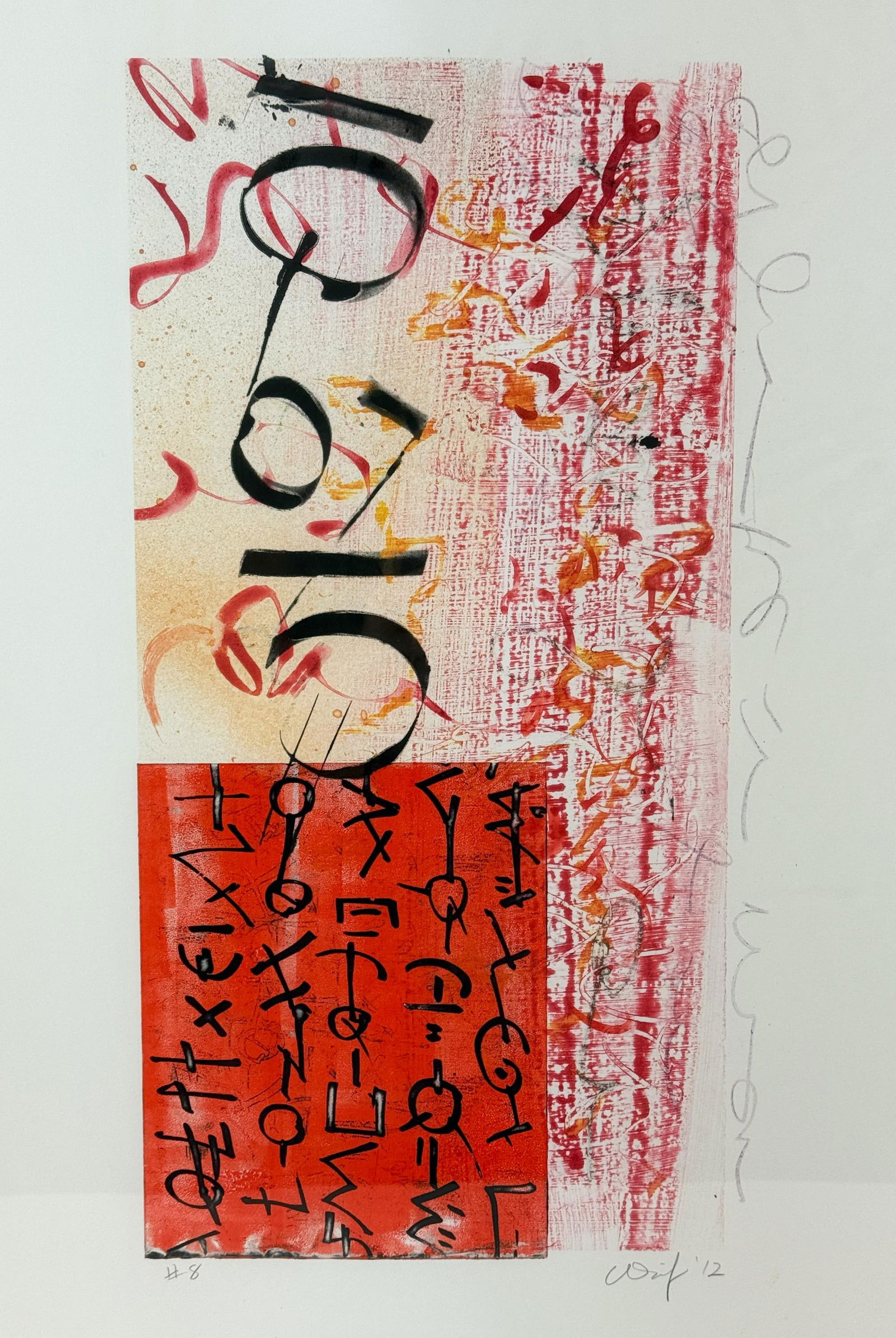 Wait, "Scriptograph #8," 2012, monoprint. - 2