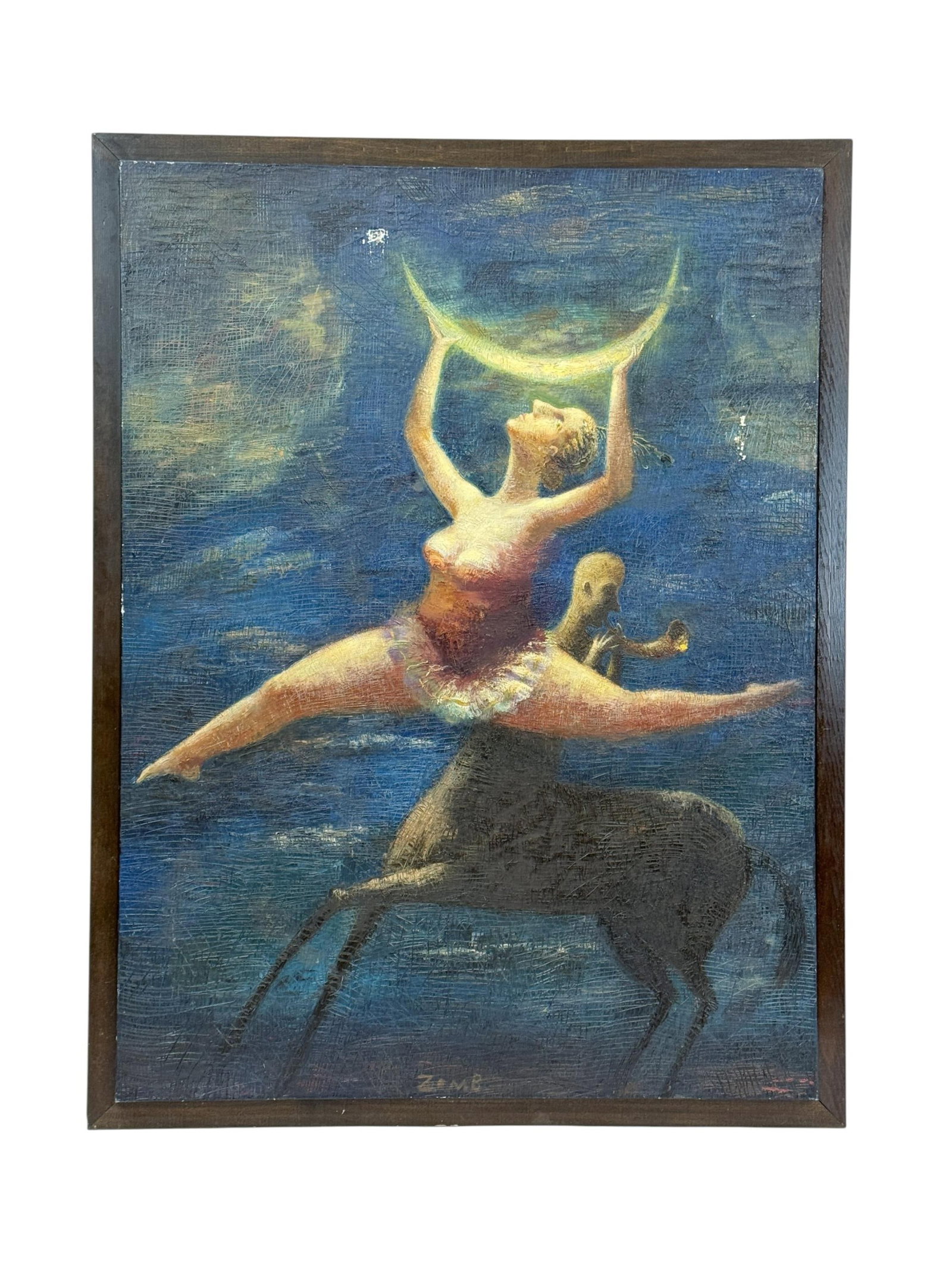 Ilya Zomb, "Unbroken Loneliness," 1991, O/C.: Zomb, Ilya (Russian Federation, b. 1960). "Unbroken Loneliness." Oil on canvas. 1991. Signed l.c. Sight: 48" x 36". Frame: 51" x 39". Condition: Damage u.c. and u.r.