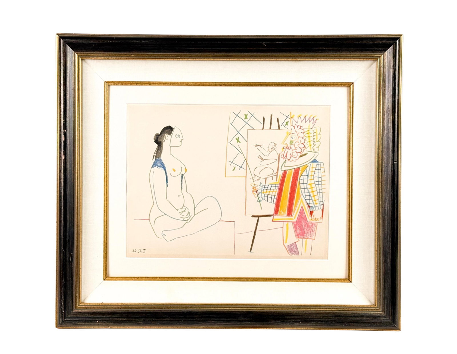 Picasso, "Human Comedy," lithograph.: After Pablo Picasso (Spanish, 1881-1973). "The Human Comedy." Lithograph of a drawing from "Picasso and The Human Comedy, A Suite of 180 Drawings by Picasso." Unsigned. Dated l.l. Sight: 9 3/4" x 13".