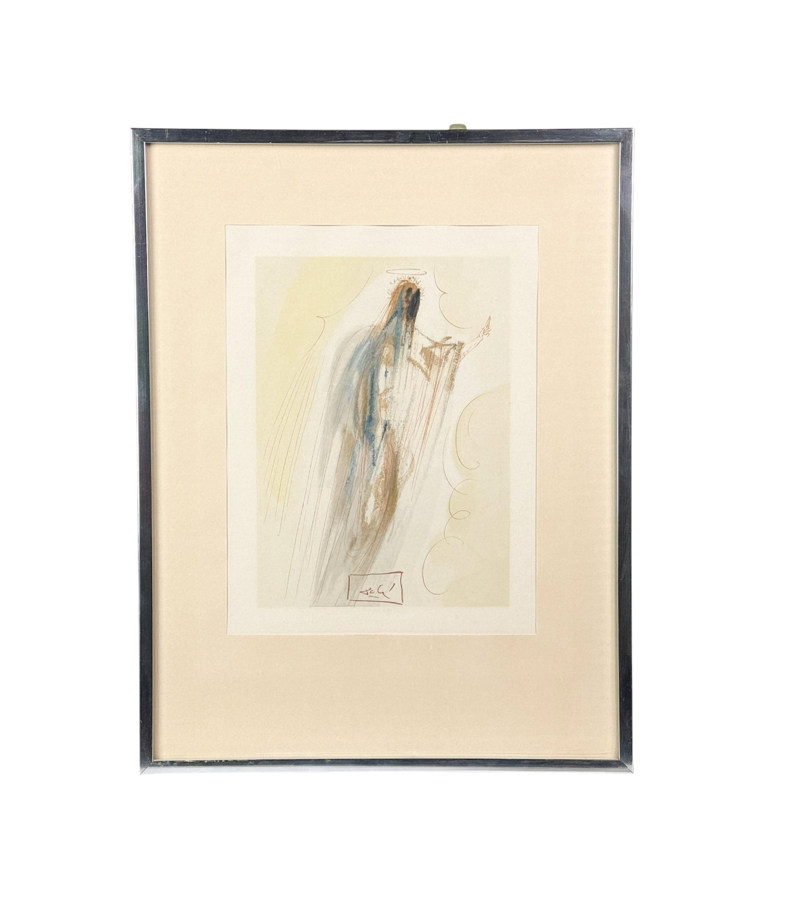 Dali, from the Divine Comedy, print.: Dali, Salvador (Spanish, 1904-1989). Scene from the Divine Comedy. Lithograph. Sight: 11 1/4" x 8 1/2". Frame: 17 1/2" x 13 1/2".
