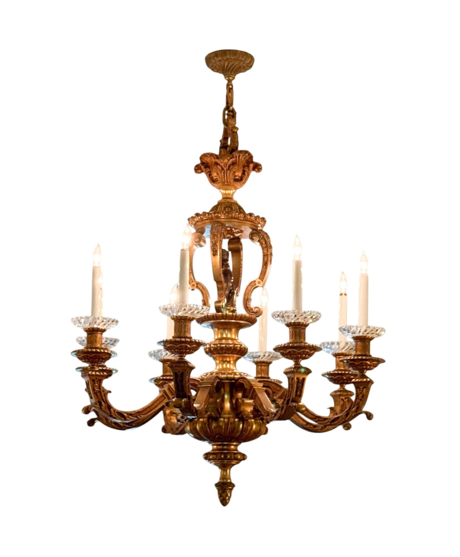 Baroque style gilt chandelier. (1 of 6)