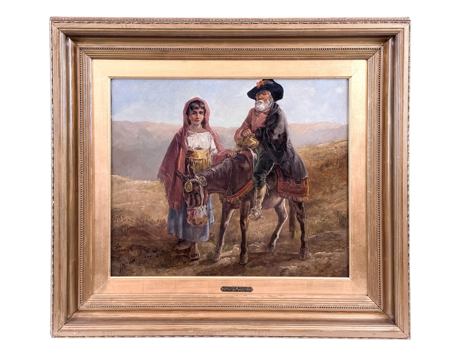 After T. Barker, "King of Gypsies," O/C.: After Thomas Barker (United Kingdom, 1769-1847). "King of Gypsies." Oil on canvas. Signed l.l. Sight: 19 1/2" x 23". Frame: 31" x 35".