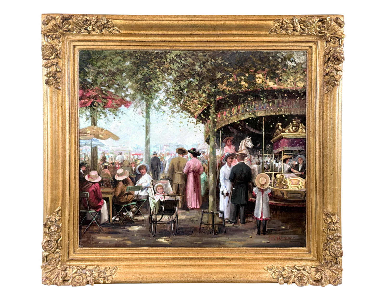 J.J. Hovener, Park scene, O/C. (1 of 6)