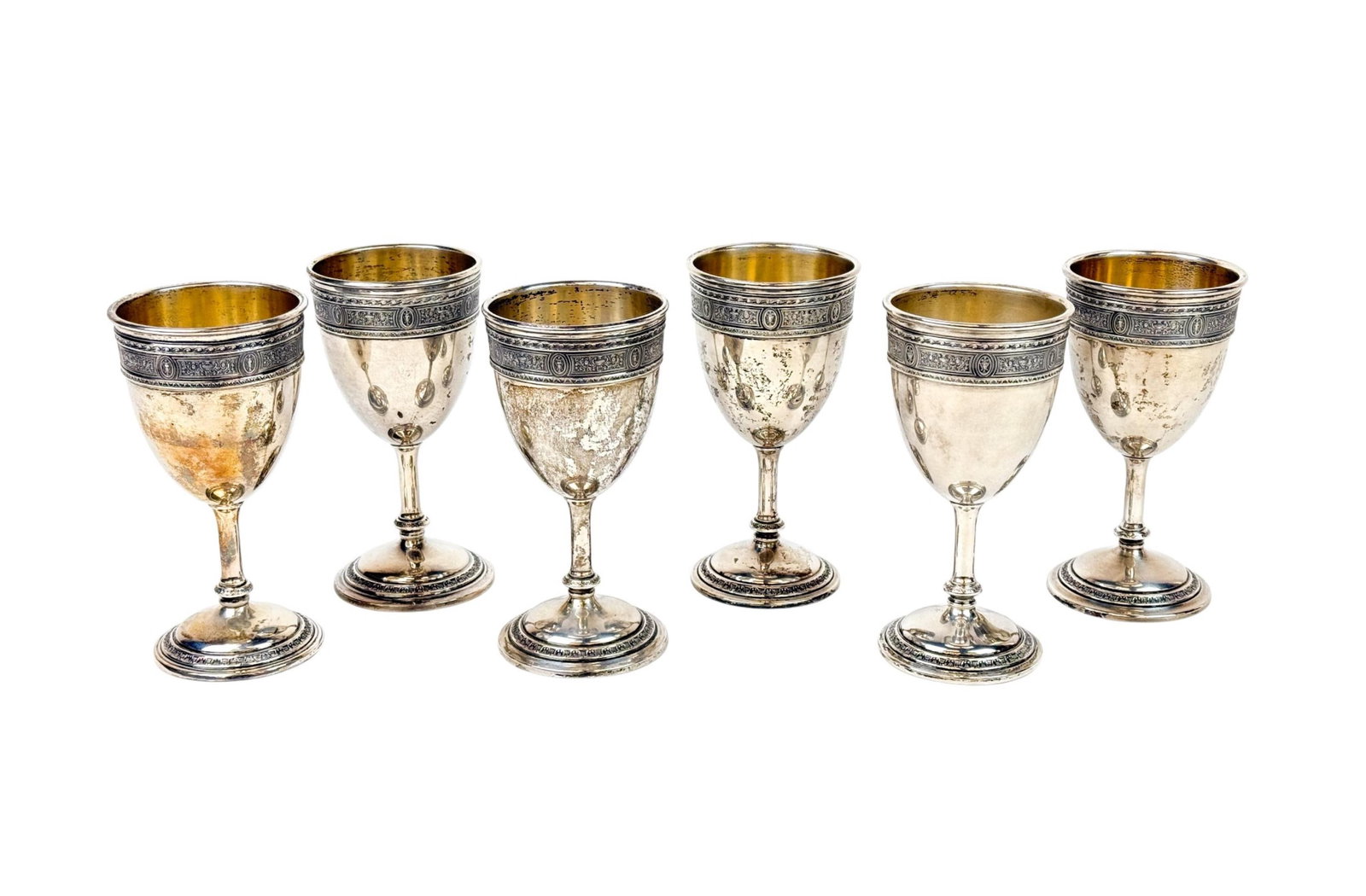 6 International Wedgwood sterling water goblets. (1 of 6)