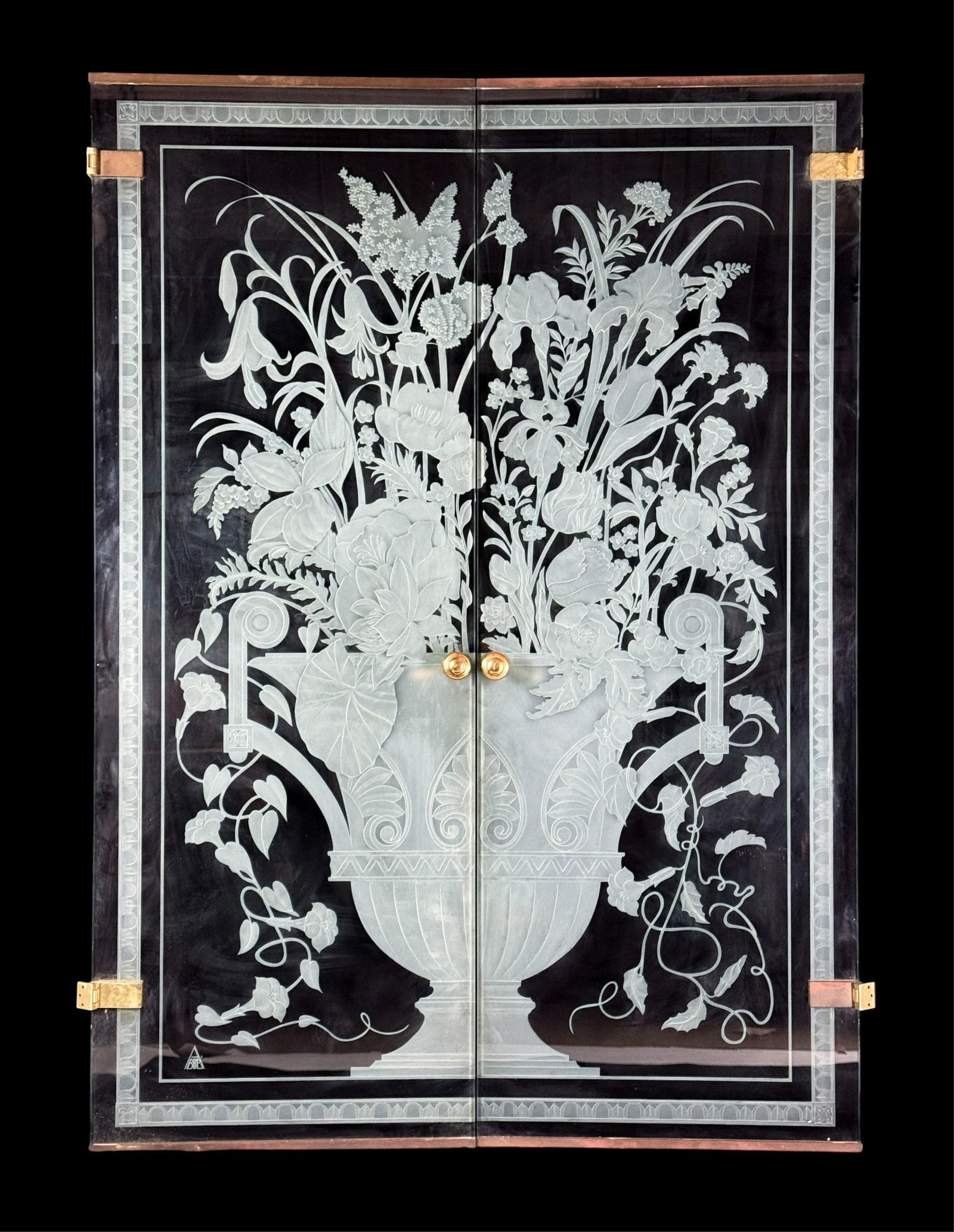 2 Dennis Abbe Art Deco Revival etched glass doors. (1 of 8)