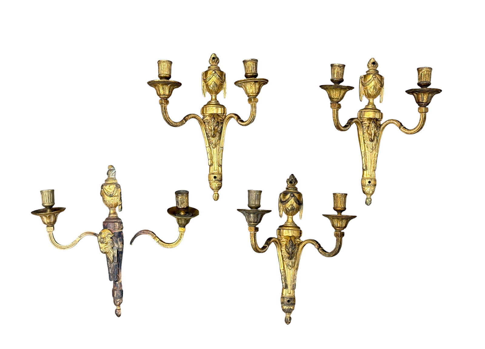 4 French Louis XVI gilt sconces. (1 of 7)