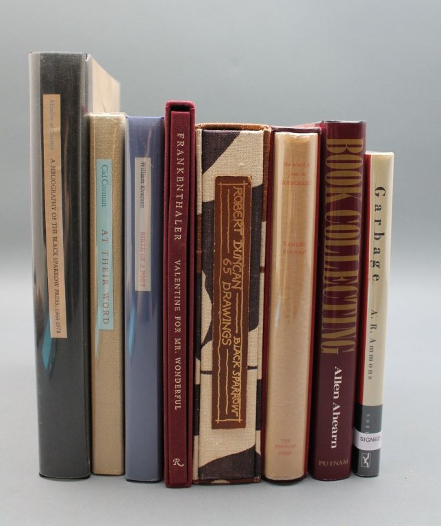 8 Books incl: 65 DRAWINGS, 165/300 sgd by Duncan.: [Black Sparrow/Poetry/Illustrated]. 8 Titles. 8vo/4to. Hardcover, 2 in dj, 3 in slipcase. ++ Robert A. Duncan. 65 DRAWINGS FROM ONE DRAWING-BOOK 1952-1956. Los Angeles: Black Sparrow Press, 1970. Doub