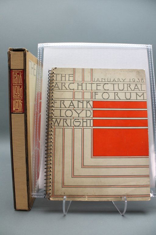 2 Books incl: THE WORK OF FRANK LLOYD WRIGHT.: [Architecture/Frank Lloyd Wright]. 2 Titles. ++ THE WORK OF FRANK LLOYD WRIGHT. Introduction by H. Th. Wijdeveld and Mrs. Frank Lloyd Wright. Horizon Press, 1965, Great Wendingen Edition. Sq. 4to. Bei