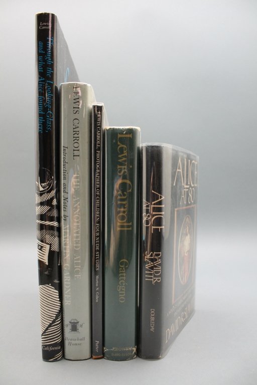 5 Books about Lewis Carroll.: [Children's/Lewis Carroll]. 5 Titles. Vp:vp. 8vo/4to. Hardcover very good to near fine in dj. DJ condition as noted. ++ David R. Slavitt. ALICE AT 80. 1984. Very good dj. ++ Jean Gattegno. LEWIS CARRO