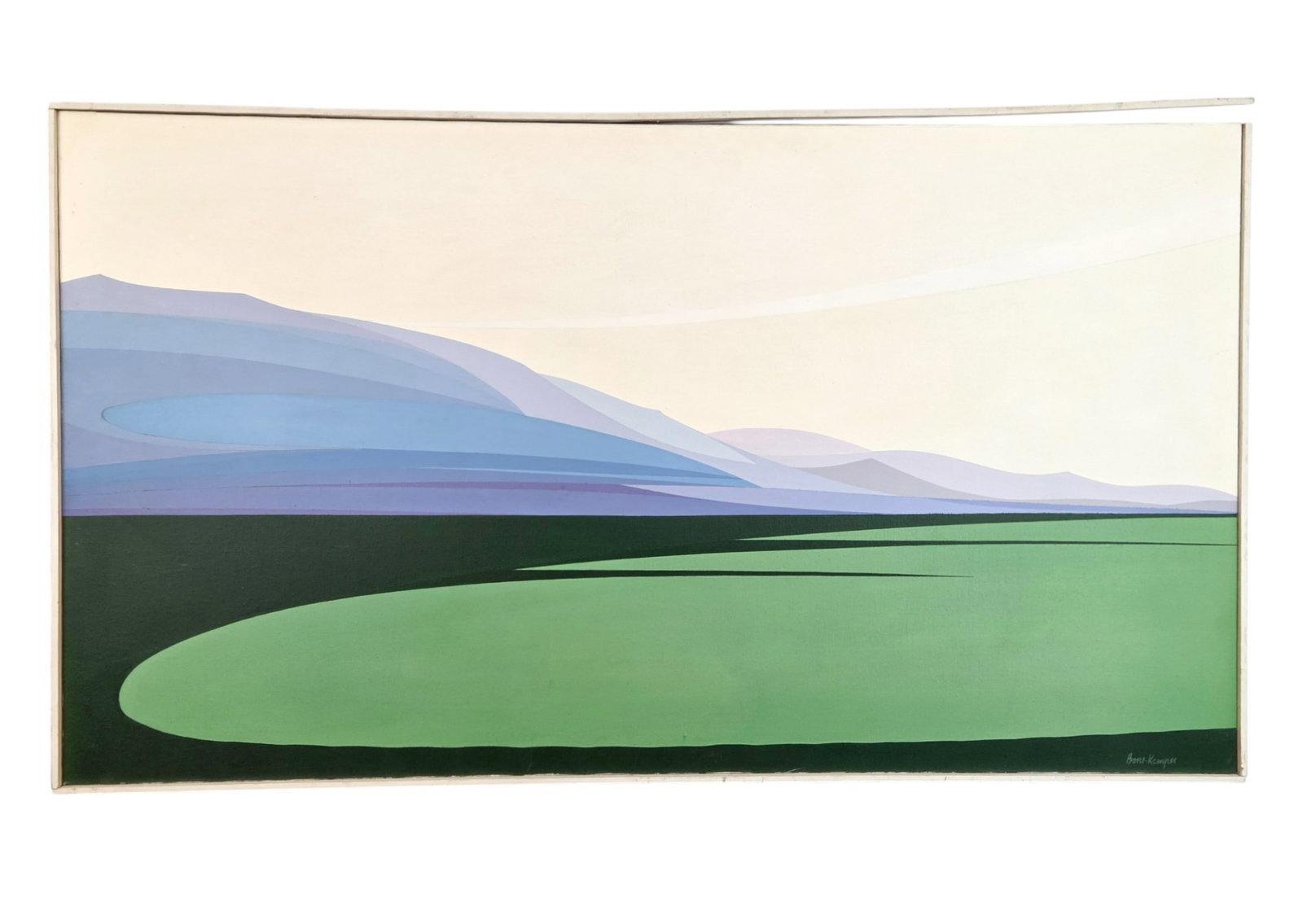 Cameron Bone-Kemper, Landscape, O/C.: Bone-Kemper, Cameron (Virginia, active 1960's/70's). Untitled, abstract landscape. Oil on canvas. Signed l.r. Sight: 30" x 53". Frame: 30 1/2" x 54".