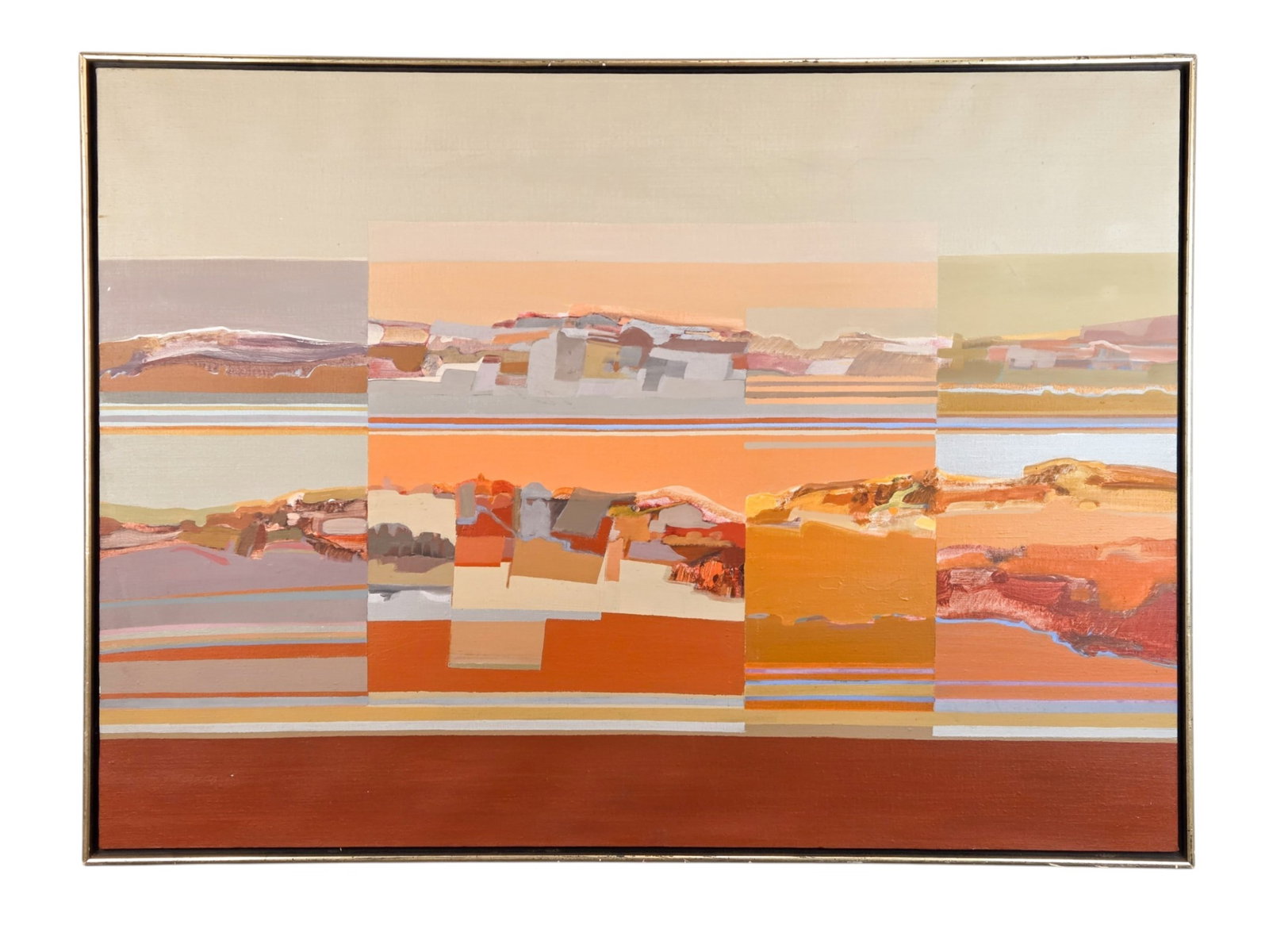 Margaret Smith, "Nile Watch," A/C.: Smith, Margaret (American, b. 1946). "Nile Watch." Acrylic on canvas. Signed and titled on verso. Sight: 34" x 47". Frame: 35" x 48". Condition: Slight warp to canvas u.r.