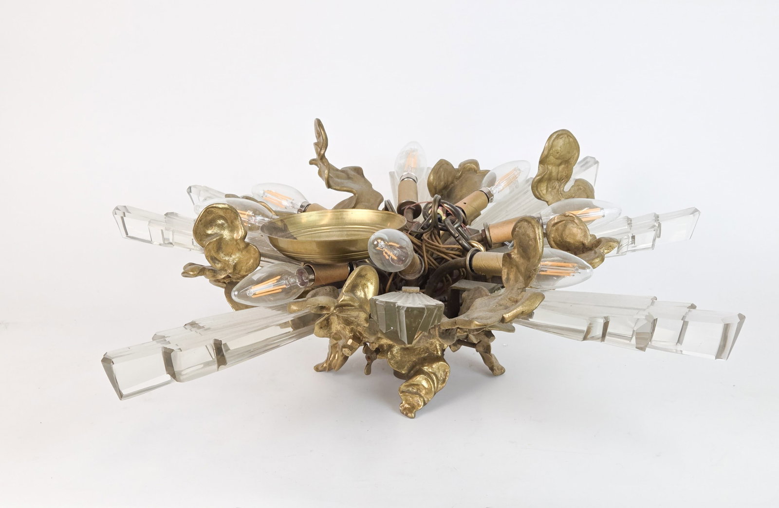 Art Deco Crystal and bronze chandelier. (1 of 3)