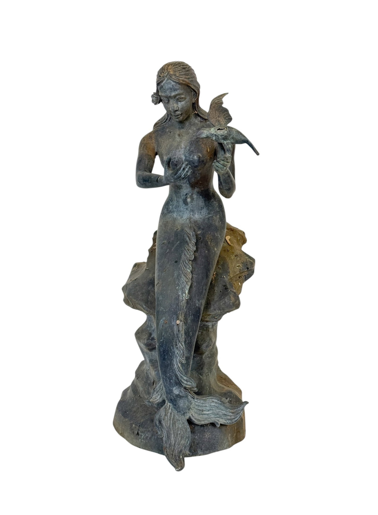 Cast iron mermaid fountain. (1 of 4)