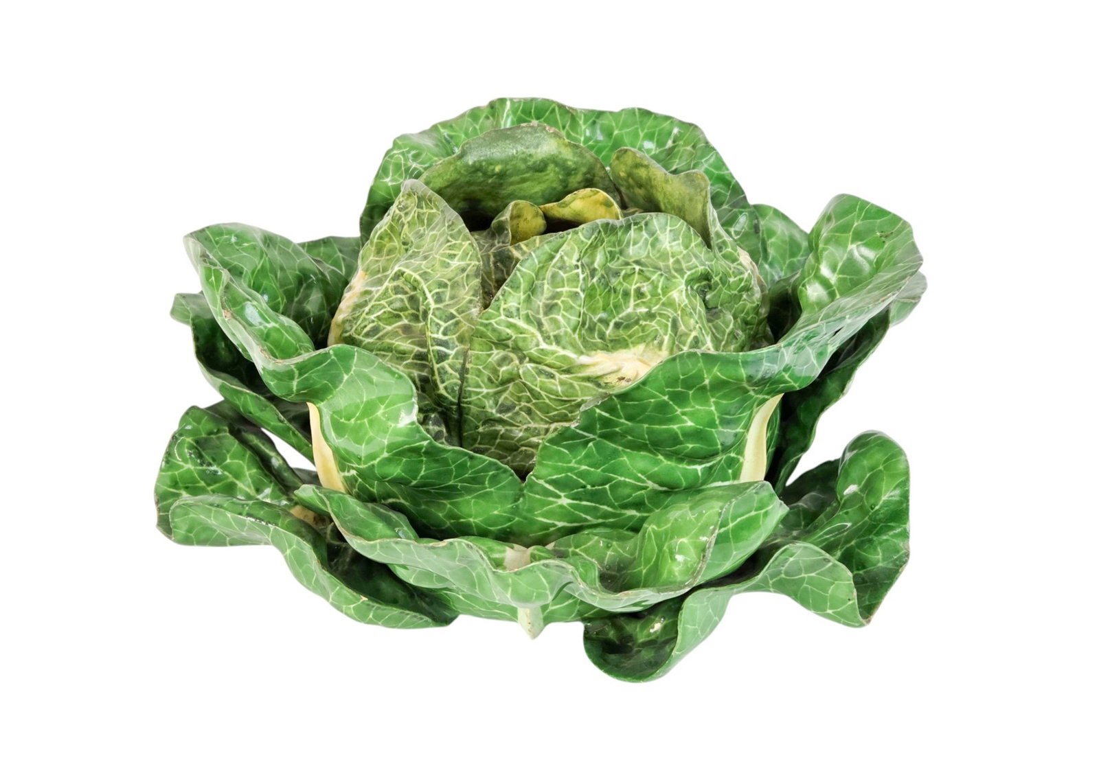 Strasbourg Faience glazed cabbage tureen.: A Strasbourg Faience glazed cabbage tureen and cover. Late 18th century. 6 1/4" x 12" x 12 1/2". Provenance: Purchased from Sotheby's Zurich, in 1997.